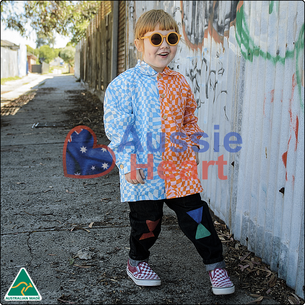 linen_kids_shirt_two_tones_checkered_2 Linen Kids Shirt Two Tones Checkered 2