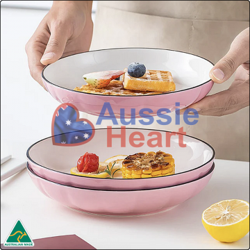 Ceramic Dinner Set Pink 9 Pieces Set 3