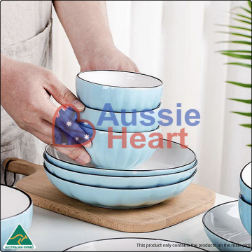 Ceramic Dinner Set Blue 9 Pieces Set 3